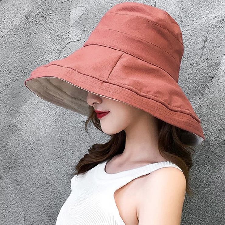 B：レッド | バケットハット つば広 紫外線対策 | teddyshop