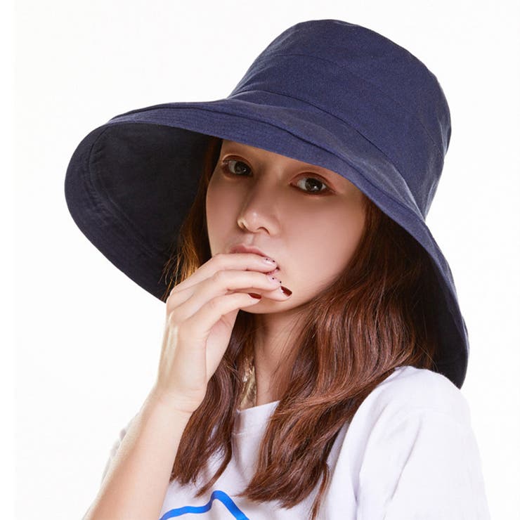 A：ネイビー | バケットハット つば広 紫外線対策 | teddyshop