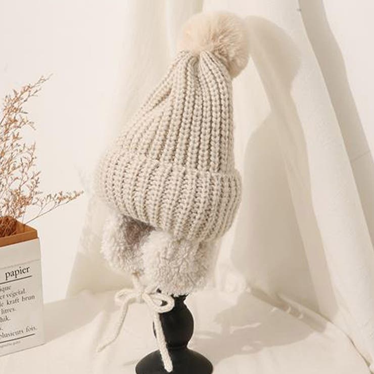 オフホワイト | ニット帽 レディース 耳当て | teddyshop