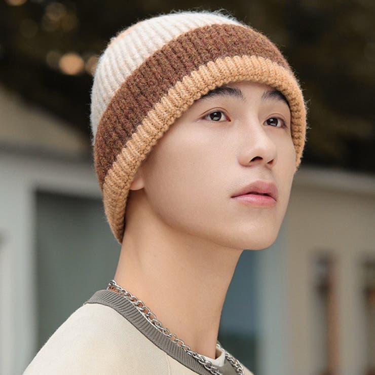 ブラウン×ベージュ | ニット帽 レディース 男女兼用 | teddyshop