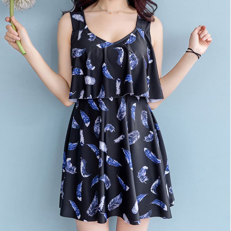 B：ブラック | 水着体型カバー ワンピース オールインワン | teddyshop