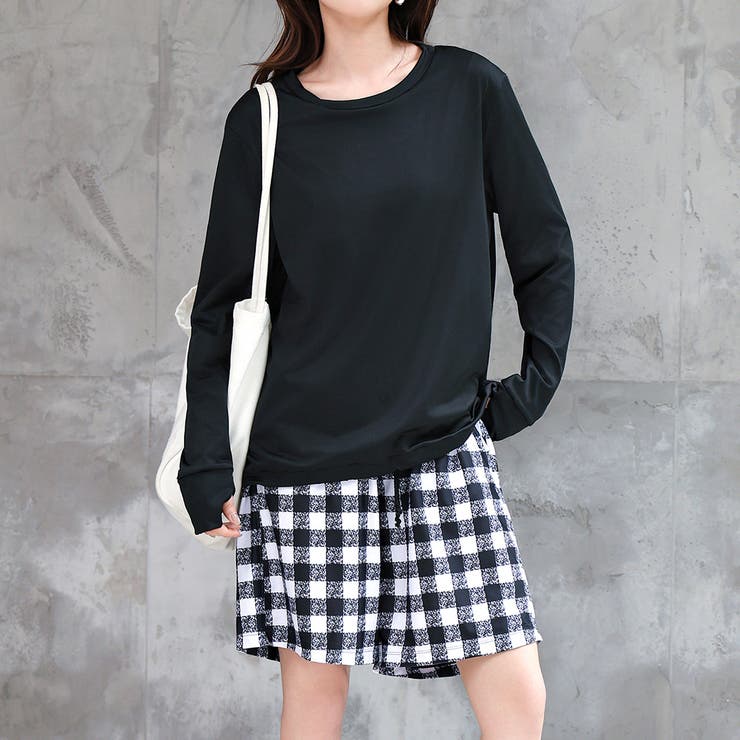 ブラック×チェック | 水着体型カバー タンキニ ノンワイヤー | teddyshop