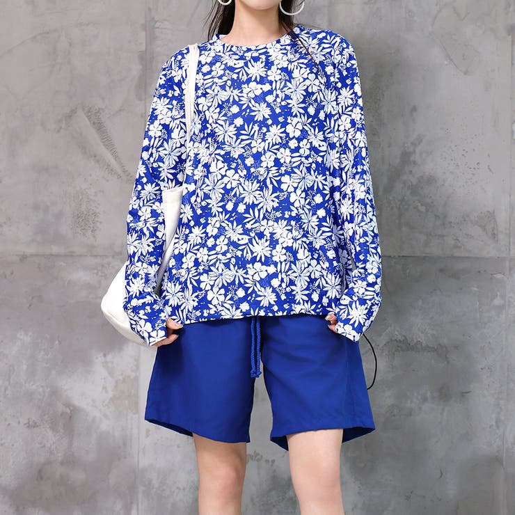 フラワー×ブルー | 水着体型カバー タンキニ ノンワイヤー | teddyshop