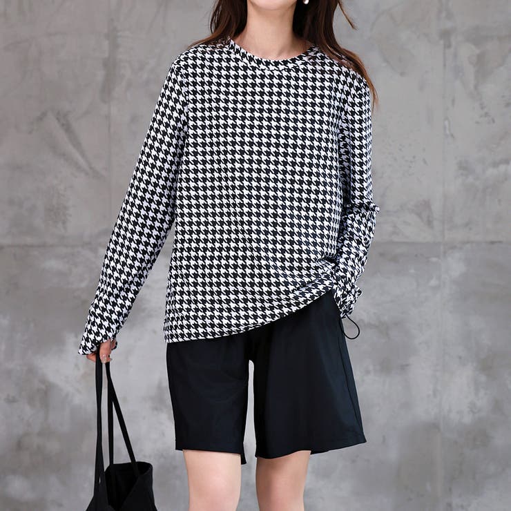 千鳥格子×ブラック | 水着体型カバー タンキニ ノンワイヤー | teddyshop