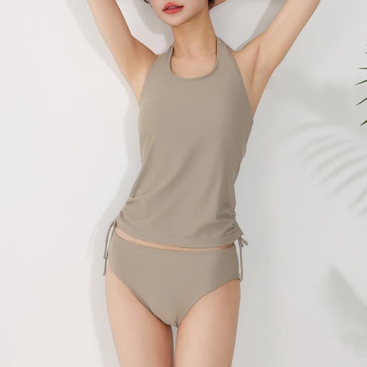 グレージュ | 水着体型カバー タンキニ 大きいサイズ | teddyshop