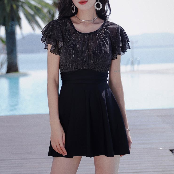 ブラック | 水着体型カバー ワンピース オールインワン | teddyshop