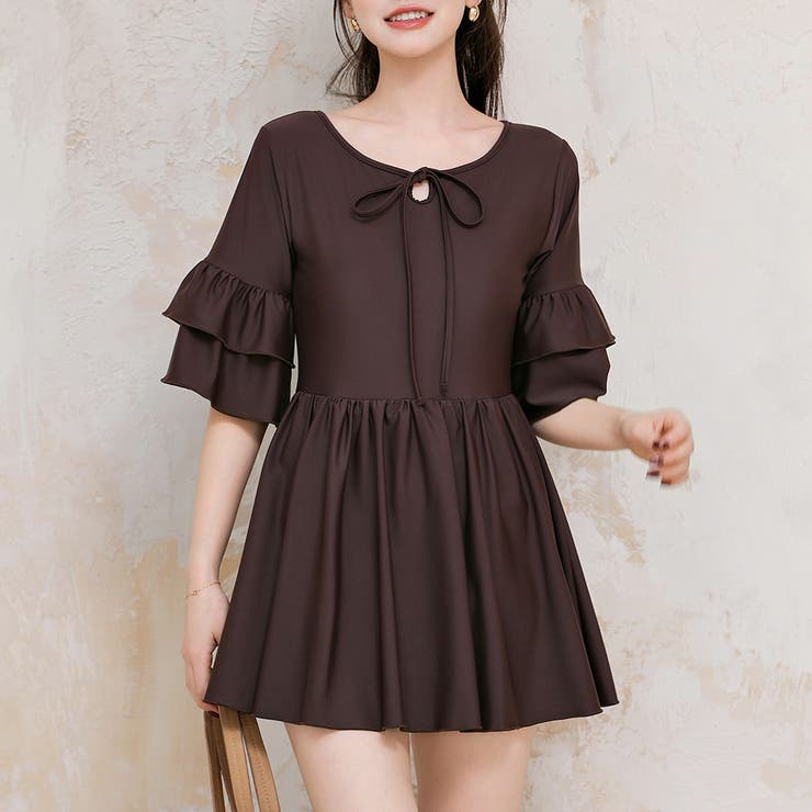 ダークブラウン | 水着 ワンピース 体型カバー | teddyshop