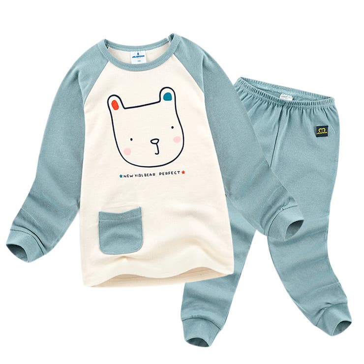 F：ミント | 長袖 パジャマ 上下セット | Kids Teddy