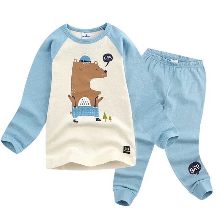 H：ブルー | 長袖 パジャマ 上下セット | Kids Teddy