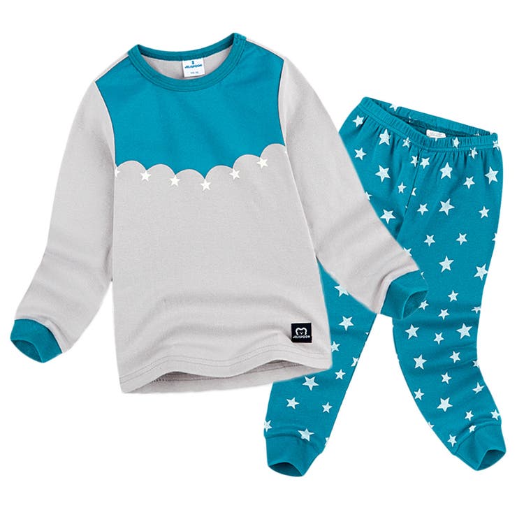 A：ブルー | 長袖 パジャマ 上下セット | Kids Teddy