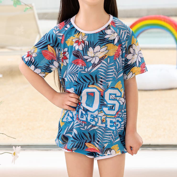 ブルー×ボタニカル | キッズ 水着 女の子 | Kids Teddy