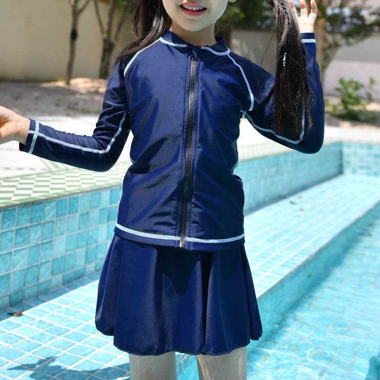 ネイビー×ライトブルー | キッズ 水着 女の子 | Kids Teddy