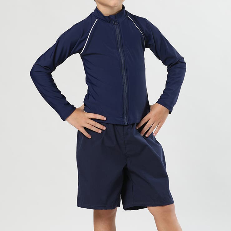 ネイビー×ホワイト | キッズ 水着 女の子 | Kids Teddy