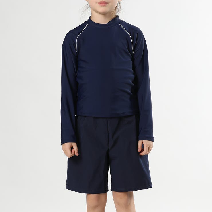 ネイビー×ホワイト | 【紫外線カット率99 6％】キッズ 水着 | Kids Teddy