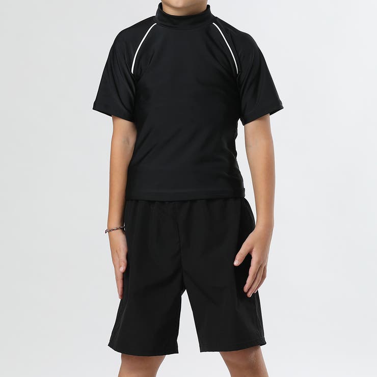 ブラック×ホワイト | 【紫外線カット率99 6％】キッズ 水着 | Kids Teddy