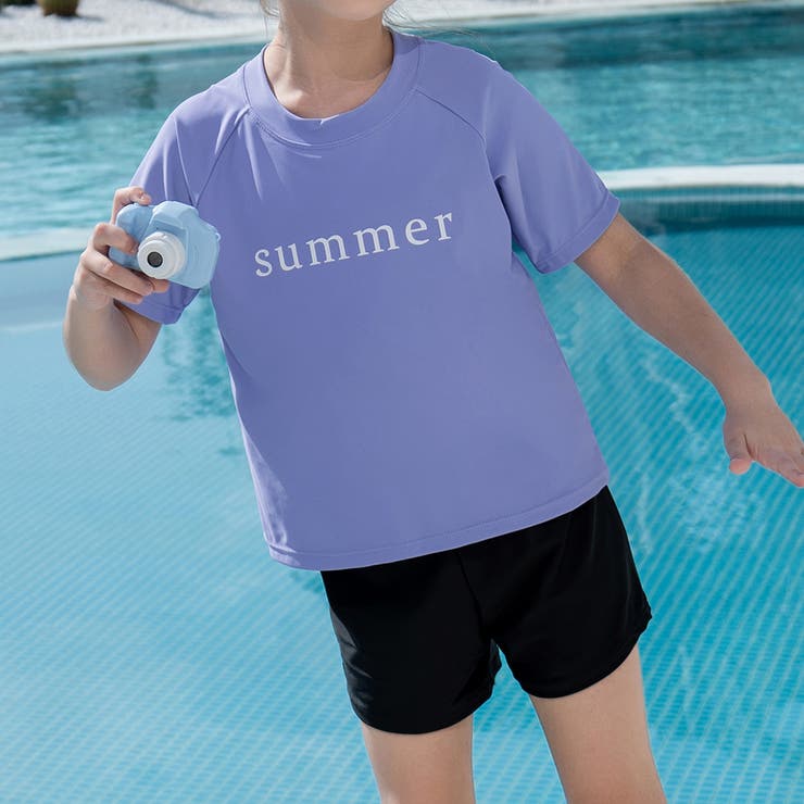 パープル×ブラック | キッズ 水着 女の子 | Kids Teddy