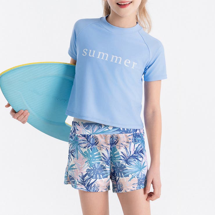 ブルー×ボタニカル | キッズ 水着 女の子 | Kids Teddy