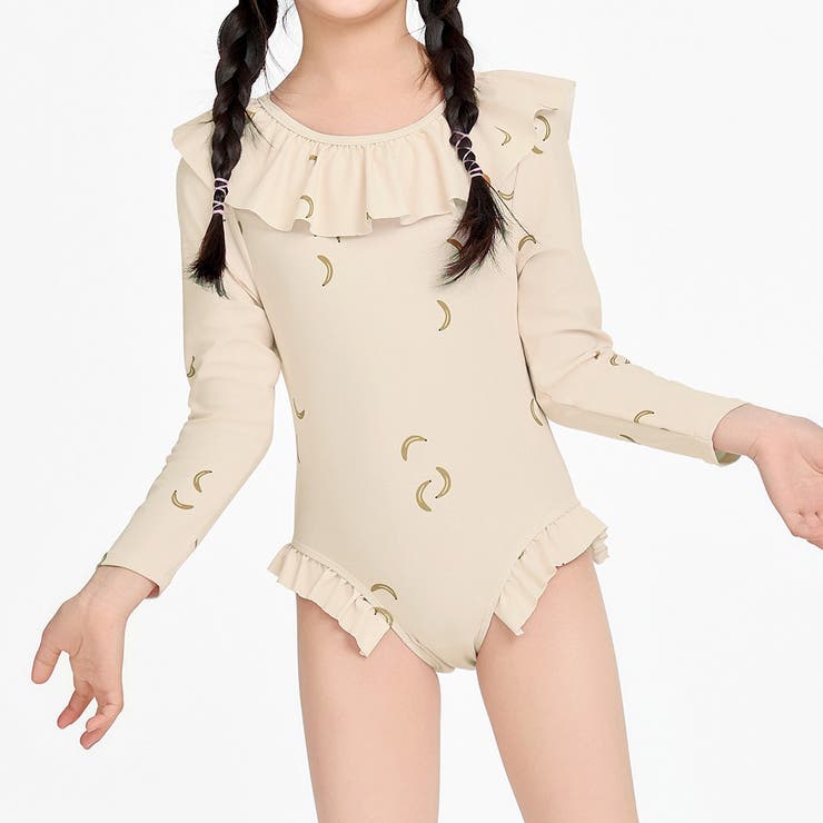 クリーム×バナナ | キッズ オールインワン 水着 | Kids Teddy