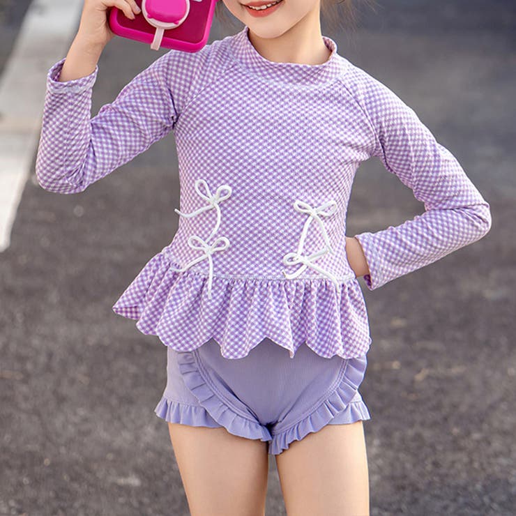 パープル | キッズ 水着 女の子 | Kids Teddy
