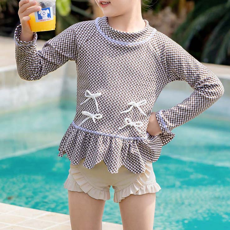 ブラウン×ベージュ | キッズ 水着 全8色 | Kids Teddy