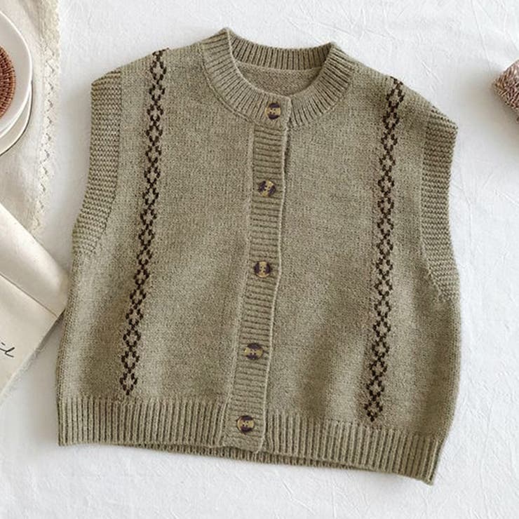 カーキ | ベスト ニット キッズ | Kids Teddy