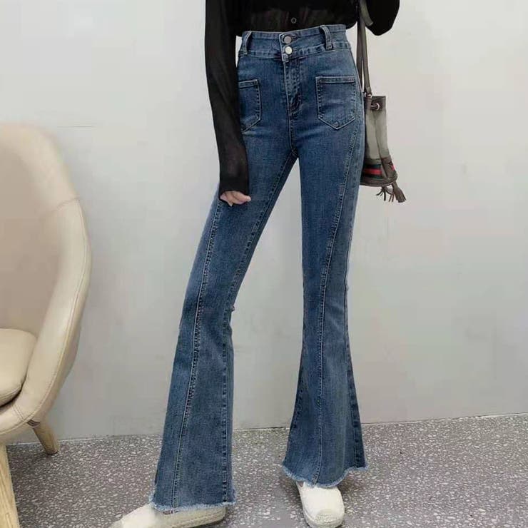 ブルー | フレアデニム 春 ハイウエスト | teddyshop