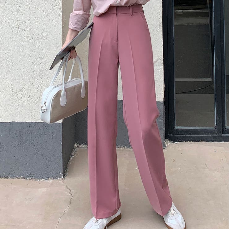 ピンク | スラックス ストレートパンツ 韓国 | teddyshop