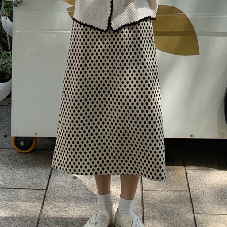 アイボリー | スカート ロング ドット | teddyshop