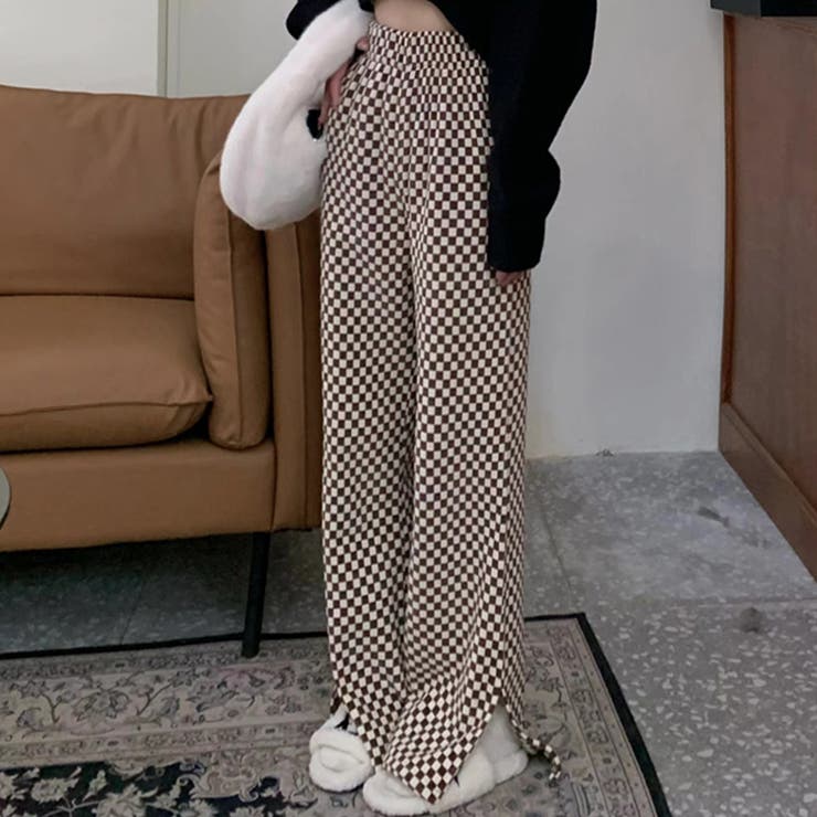 ブラウン | イージーパンツ フレアパンツ ロング丈 | teddyshop