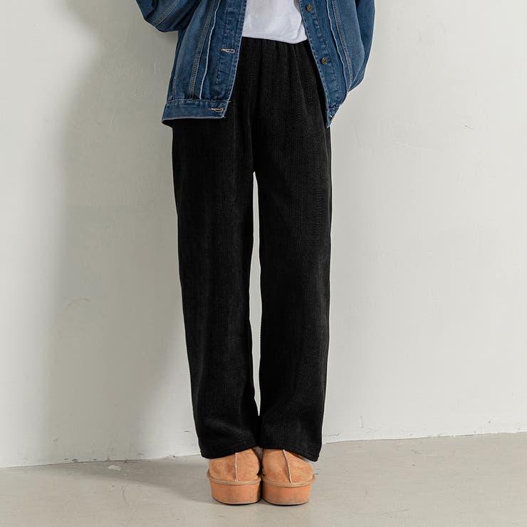 ブラック | ワイドパンツ 裏起毛 ストレート | teddyshop