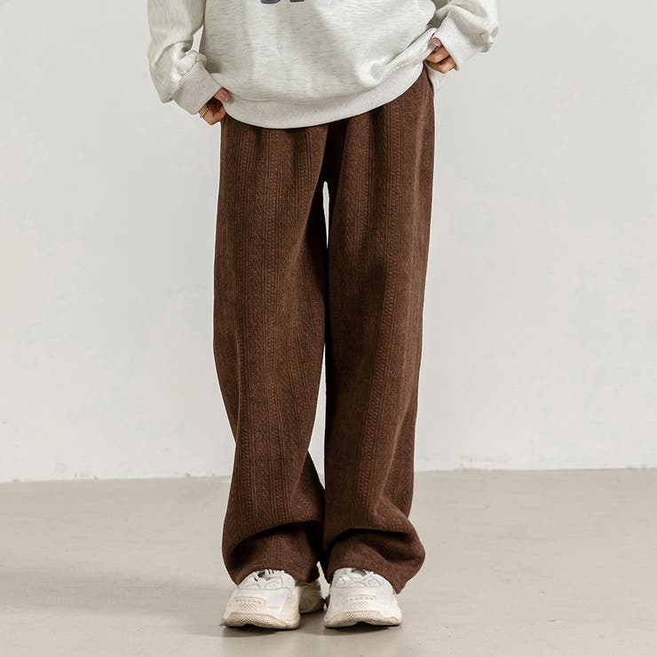 ブラウン | ワイドパンツ 裏起毛 ストレート | teddyshop