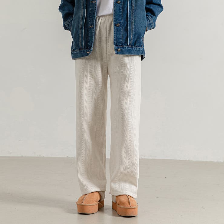 ホワイト | ワイドパンツ 裏起毛 ストレート | teddyshop