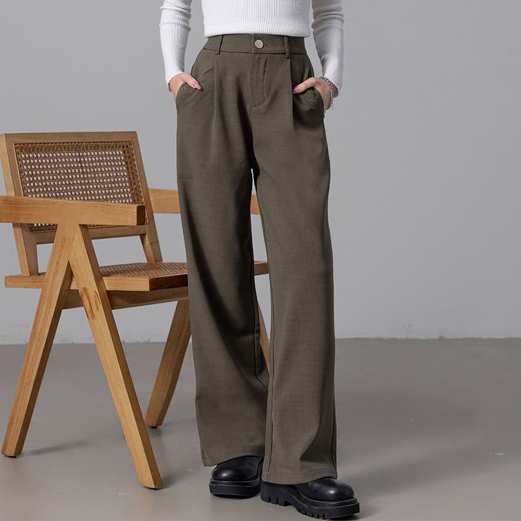 モカ | ハイウエスト タックパンツ スラックス | teddyshop