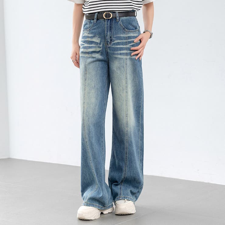 ブルー | ワイド ストレート デニム | teddyshop