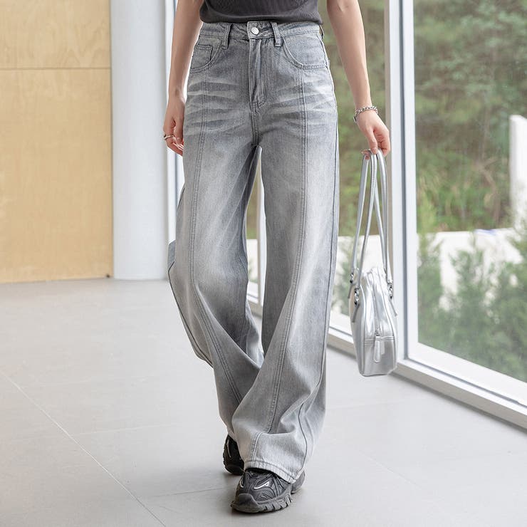 グレー | ワイド ストレート デニム | teddyshop