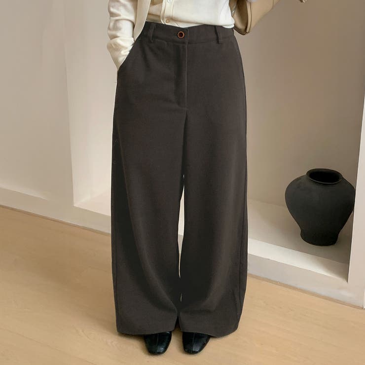 ダークブラウン | 「あったか微起毛で秋冬コーデ」ワイドパンツ レディース きれいめ | teddyshop