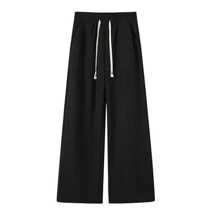 ブラック | 「表裏ともシーズンムード」裏起毛 パンツ ワイド | teddyshop