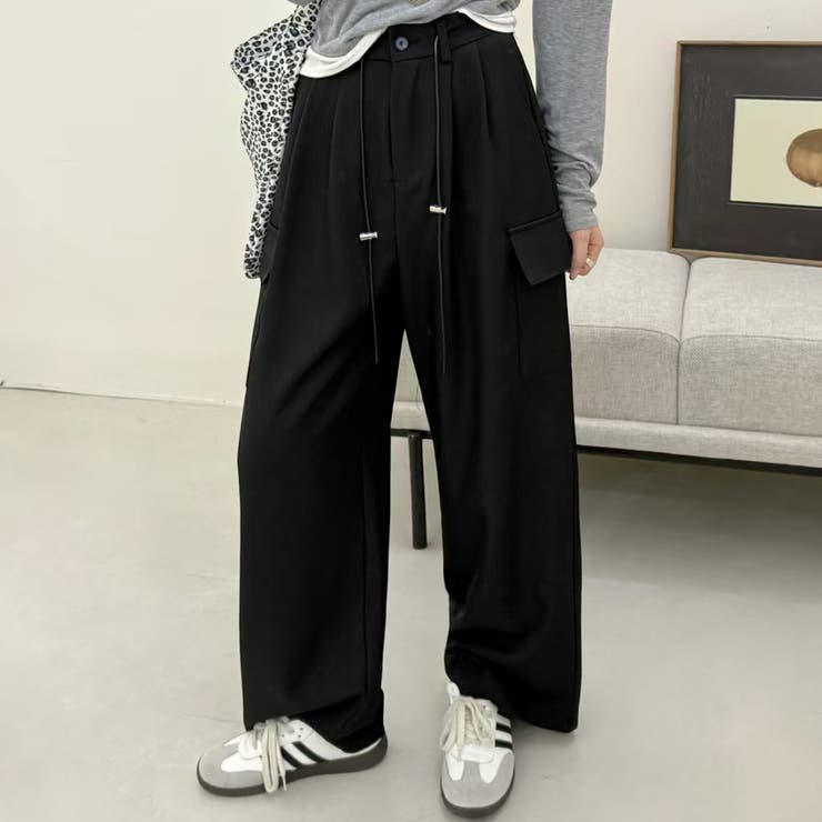 ブラック | 「ルーズシルエが堪らない」ワイド タック パンツ | teddyshop