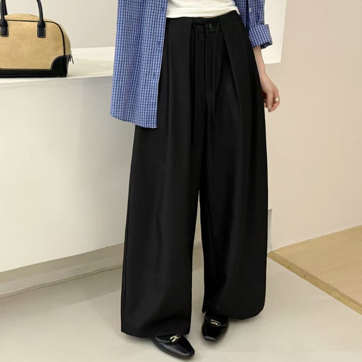 ブラック | ワイドパンツ レディース 全3色 | teddyshop