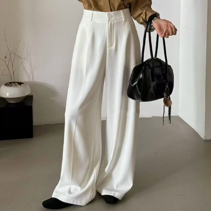 オフホワイト | 「バックゴムでウエストすっきり」ワイドパンツ レディース 全6色 | teddyshop