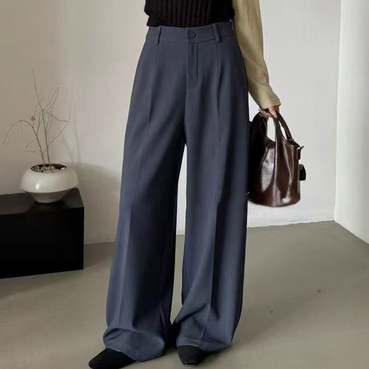 ダークグレー | 「バックゴムでウエストすっきり」ワイドパンツ レディース 全6色 | teddyshop