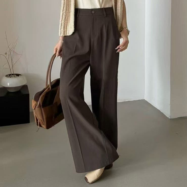 ダークブラウン | 「バックゴムでウエストすっきり」ワイドパンツ レディース 全6色 | teddyshop