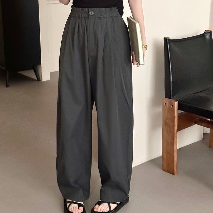 ダークグレー | 「だらしなく見せず落ち感に転換」タックパンツ バルーンパンツ レディース | teddyshop