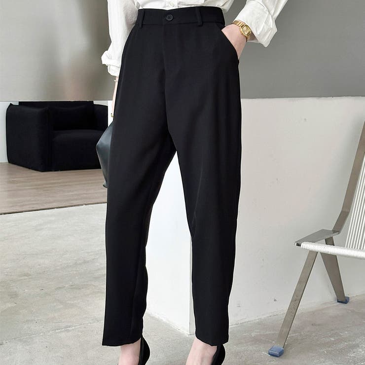 ブラック | 「ジャケットとも合わせやすい」テーパード パンツ ロング丈 | teddyshop
