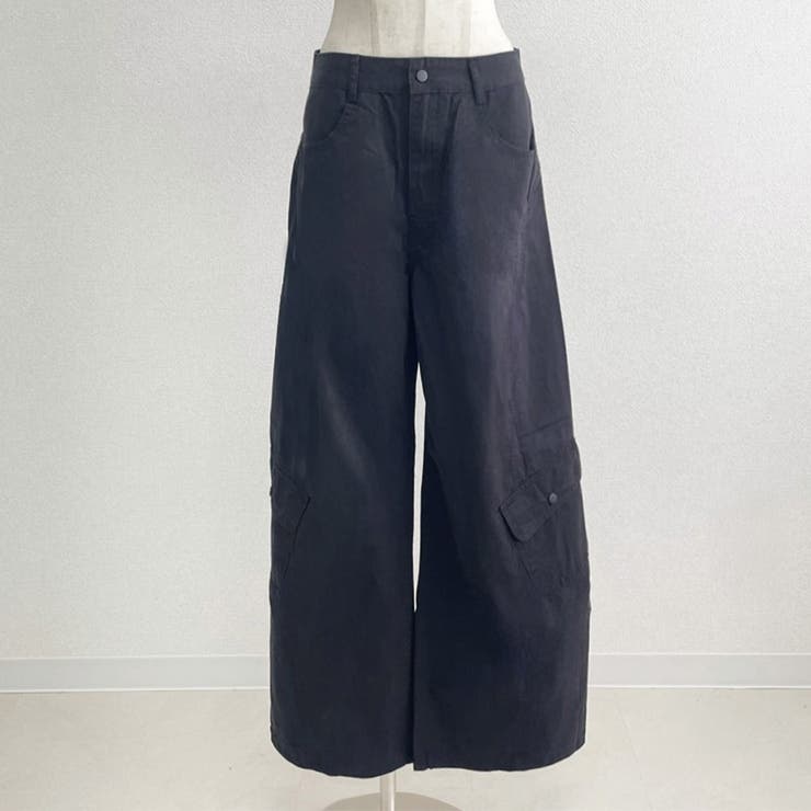 ブラック | カーブパンツ カーゴ風 全3色 | teddyshop