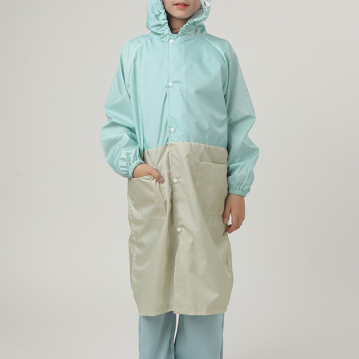 ミント×ライトベージュ | キッズ レインコート 全11色 | Kids Teddy