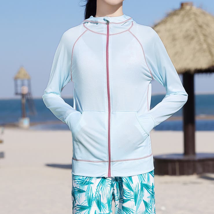 ライトブルー | 【紫外線カット率97 6％】ラッシュガード 長袖 | teddyshop