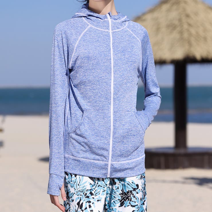 杢ブルー | 【紫外線カット率97 6％】ラッシュガード 長袖 | teddyshop