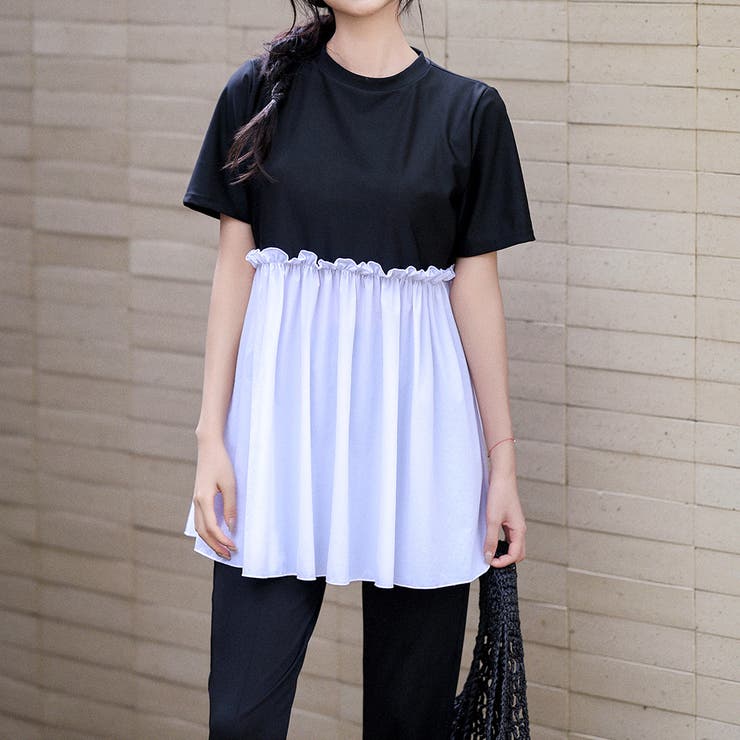 ブラック×ホワイト | ラッシュガード レディース 水着体型カバー | teddyshop