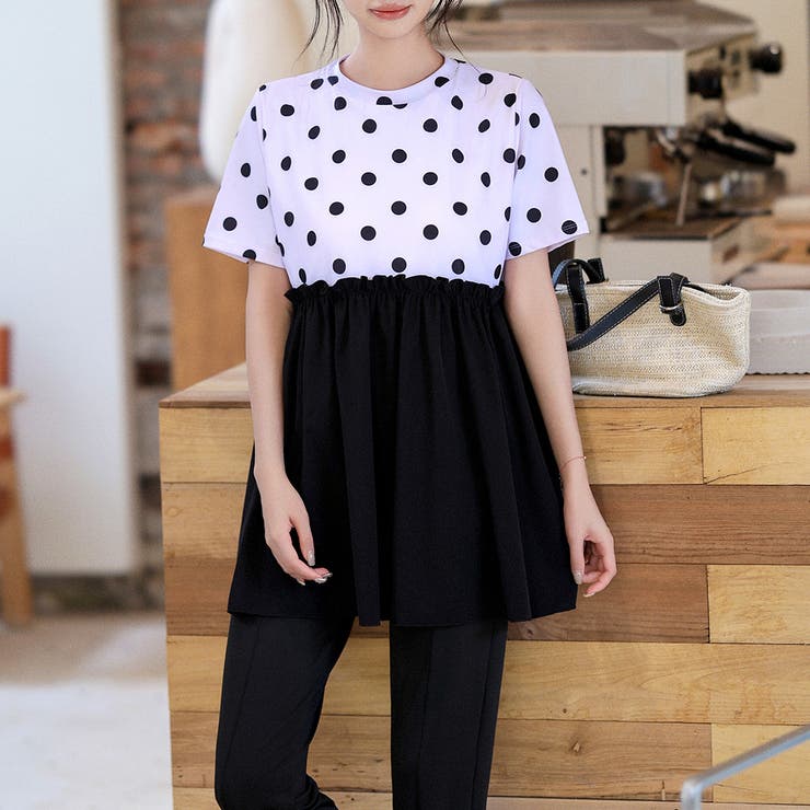 ドット×ブラック | ラッシュガード レディース 水着体型カバー | teddyshop